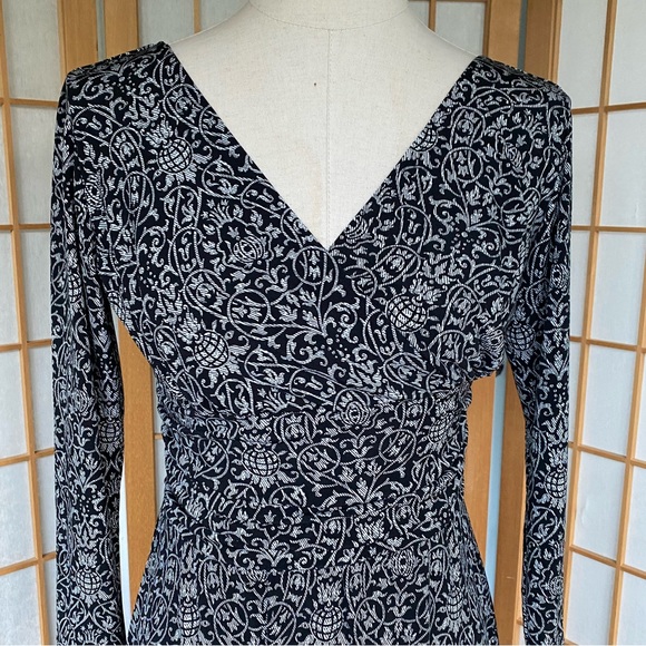 Maggy London Black Print Dress SZ 10 - Picture 2 of 13